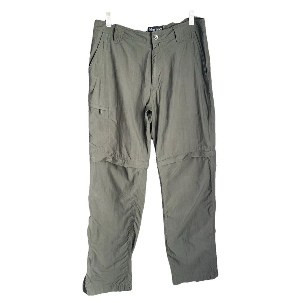 Marmot Men’s Cruz Convertible Pants Size 30 Green Cargo Zipper Shorts Hiking